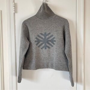 J. Crew Gray Turtleneck Sweater with Snowflake Design